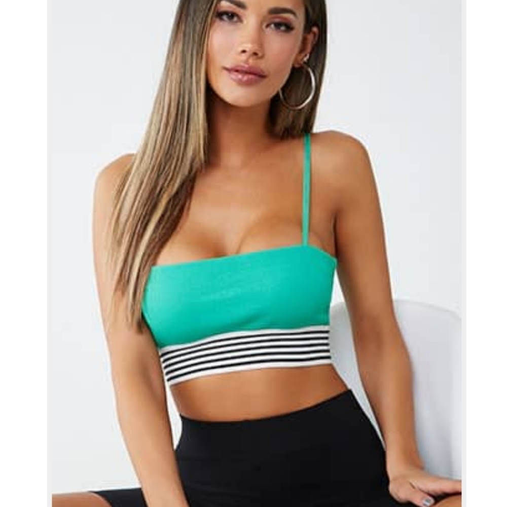 L Forever 21 ribbed stripe crop top bralette
